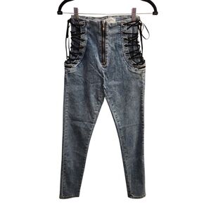 Mailinniao high waist lace up skinny jeans size small